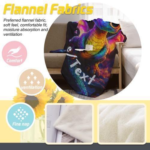 Personalized Glowing Rainbow Dragon Blanket: Soft Flannel Fleece Throw