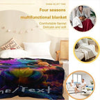 Personalized Glowing Rainbow Dragon Blanket: Soft Flannel Fleece Throw