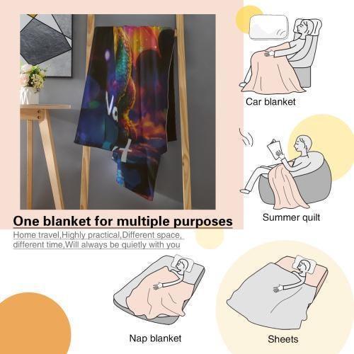 Personalized Glowing Rainbow Dragon Blanket: Soft Flannel Fleece Throw