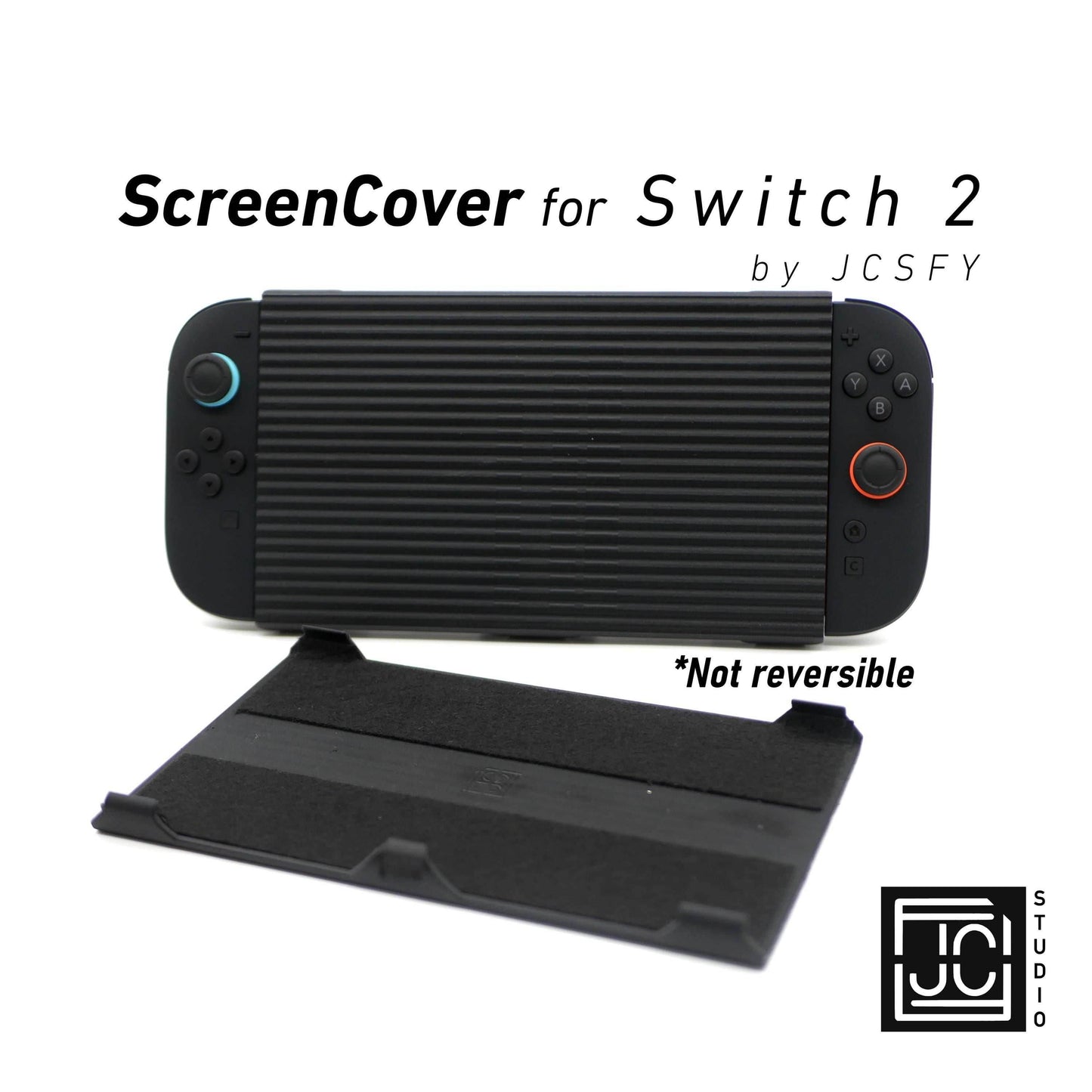 Travel Screen Cover for Switch 2 Console with Felt Lined Interior Clip-On Locking Shield for Safe Transport Storage by JCSFY - Black