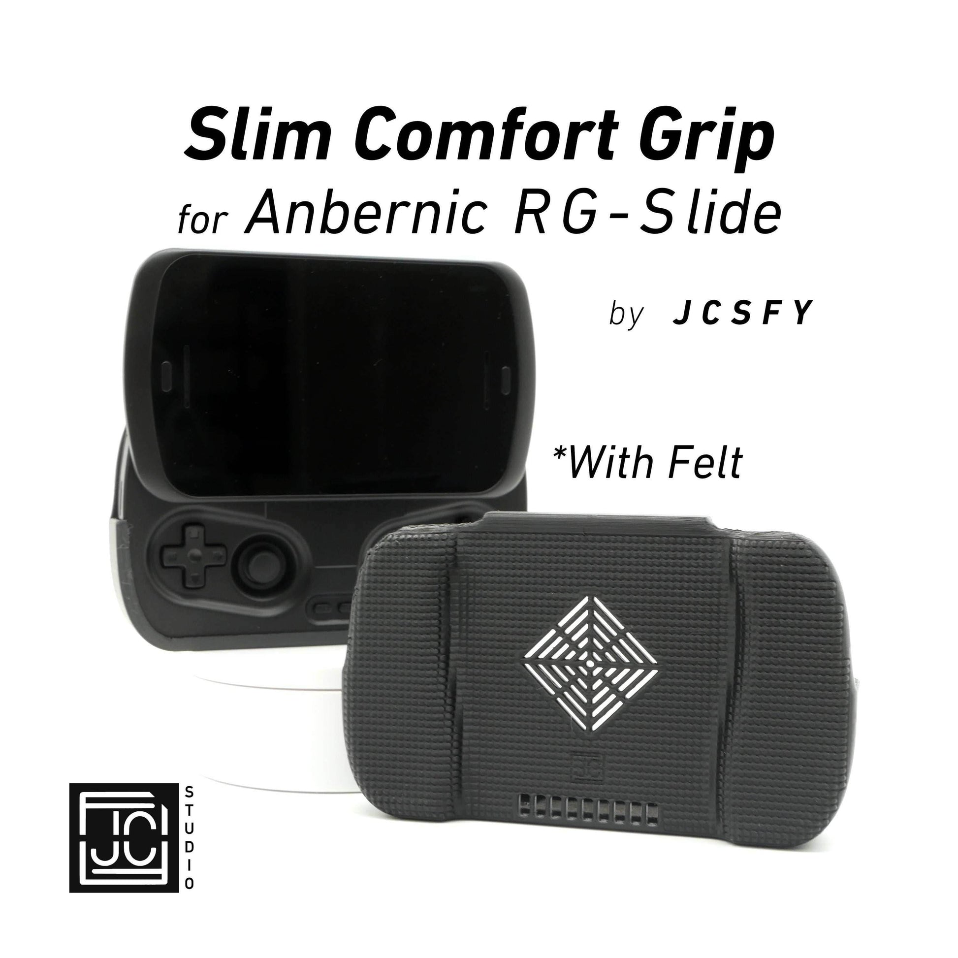 Felt Slim Grip for Anbernic RG Slide Slim Comfort Grip with Felt Wrap Ergonomic RG-Slide Handheld Deluxe - Black