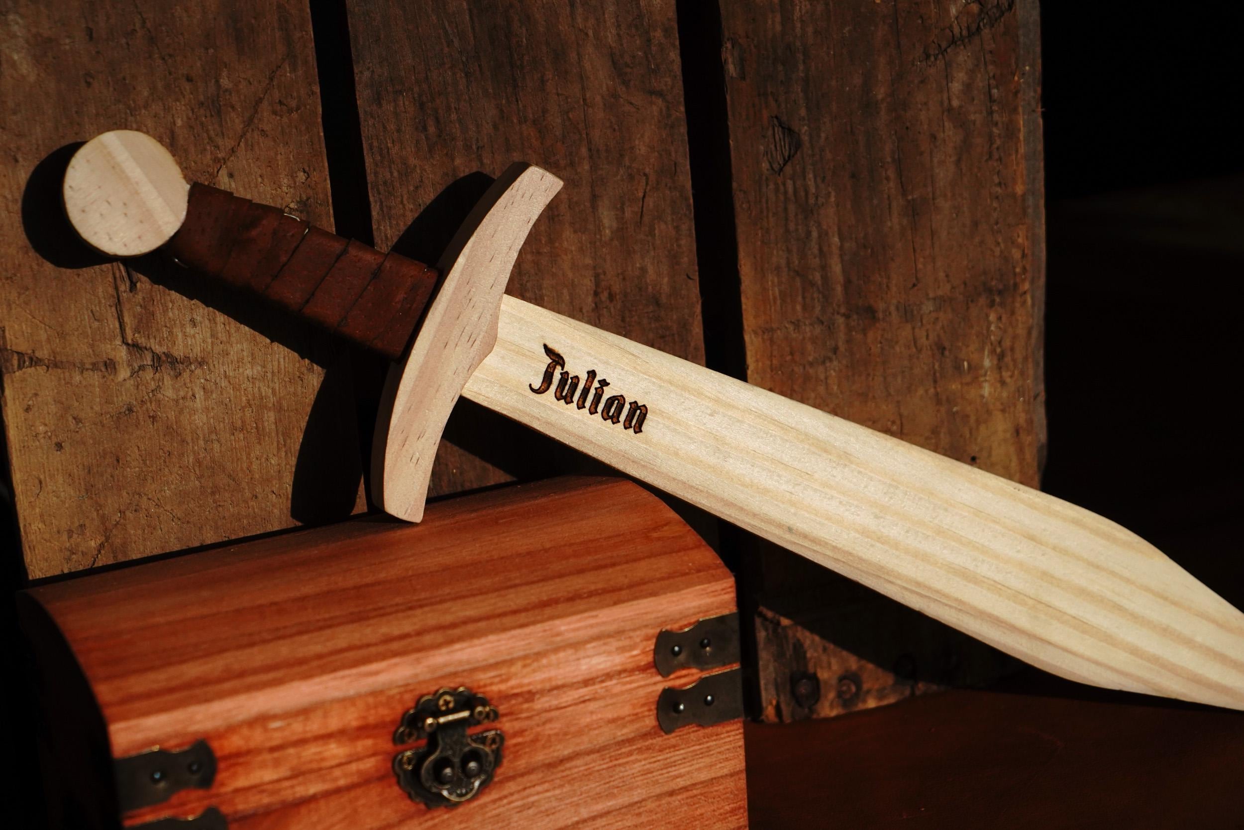 Handcrafted Small Children's Play Short Sword - 16" Length - Pine