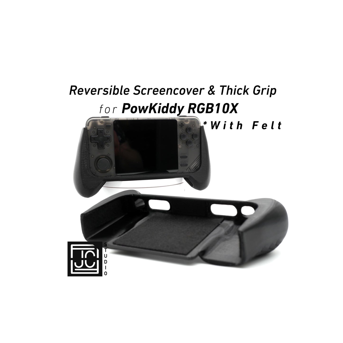 2-n-1 Grip for PowKiddy RGB10X Reversible Screen Cover Comfort Grip Felt Screen Protector | Gaming Handheld Protection with Textured Pattern