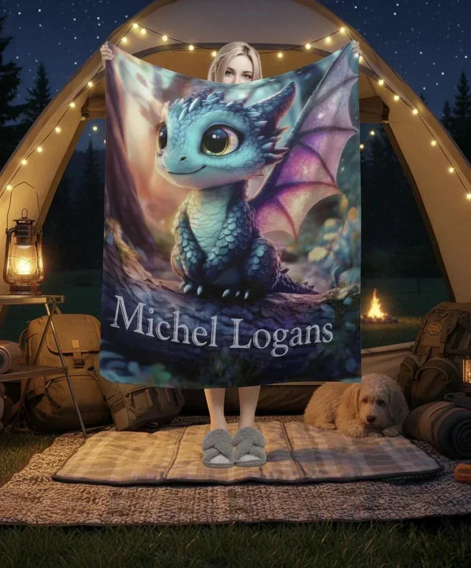Personalized Dragon Blanket: Magical Flannel Fleece Throw, Super Soft Name Gift