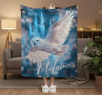 Personalized Wizarding Owl Blanket: Harry Potter Theme, Custom Flannel Fleece Name Throw
