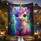 Personalized Cosmic Unicorn Blanket - Magical Galaxy Flannel Fleece Throw Super Soft Custom Name Gift