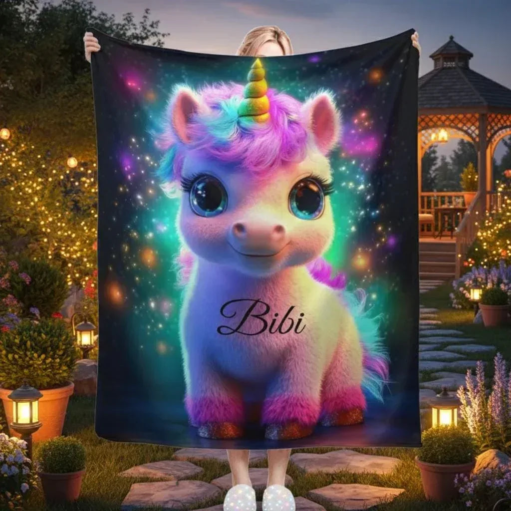 Personalized Cosmic Unicorn Blanket - Magical Galaxy Flannel Fleece Throw Super Soft Custom Name Gift