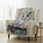 Personalized Owl Blanket: Magical Floral Fleece Throw, Soft Name Gift