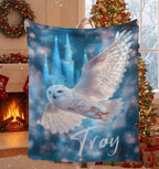 Personalized Wizarding Owl Blanket: Harry Potter Theme, Custom Flannel Fleece Name Throw