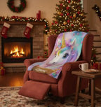 Personalized Unicorn Blanket: Rainbow Pink White Bedroom - Soft Flannel Fleece Throw, Name Gift