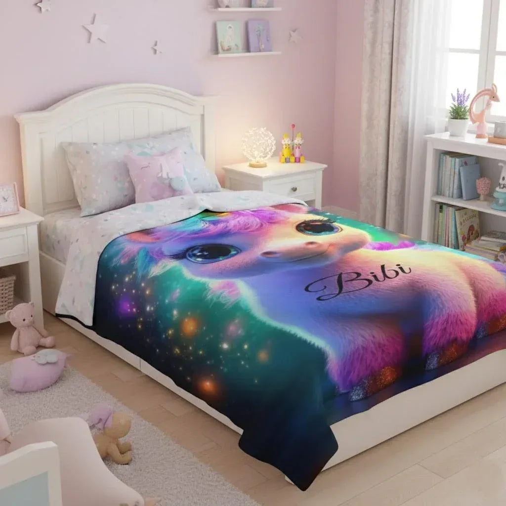 Personalized Cosmic Unicorn Blanket - Magical Galaxy Flannel Fleece Throw Super Soft Custom Name Gift