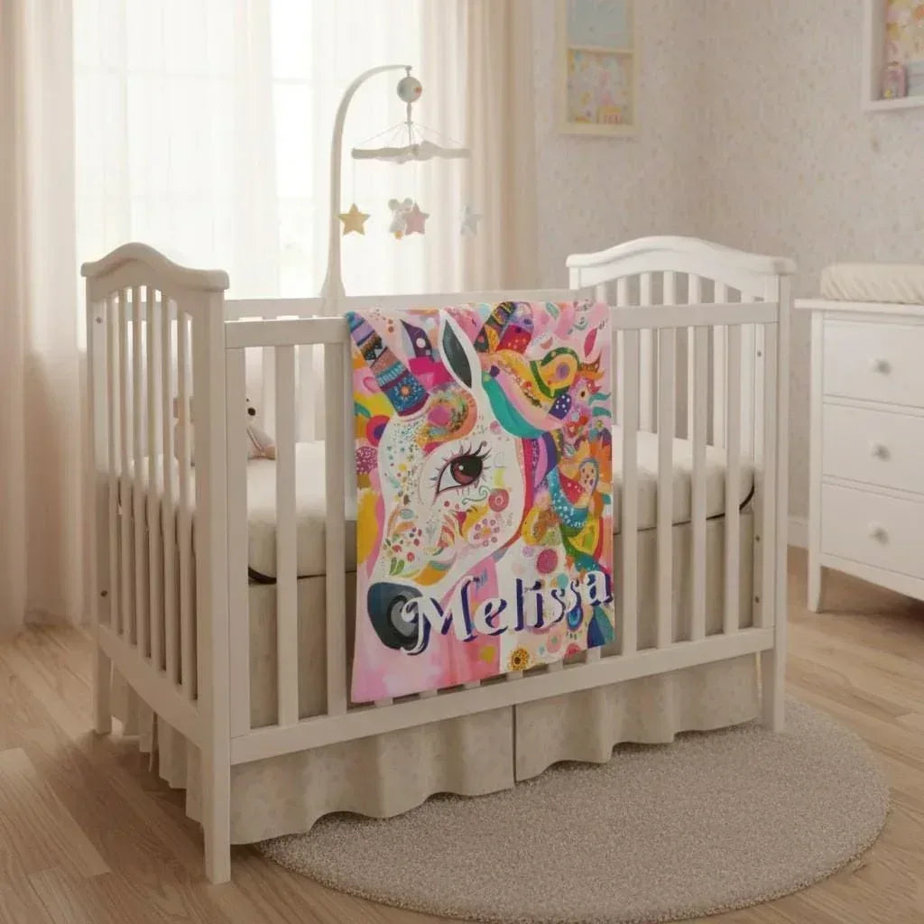 Personalized Unicorn Blanket with Name - Dreamy Soft Fleece Throw for Kids and Adults