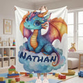Personalized Dragon Blanket: Soft Flannel Fleece Dino Throw, Super Soft Name Gift
