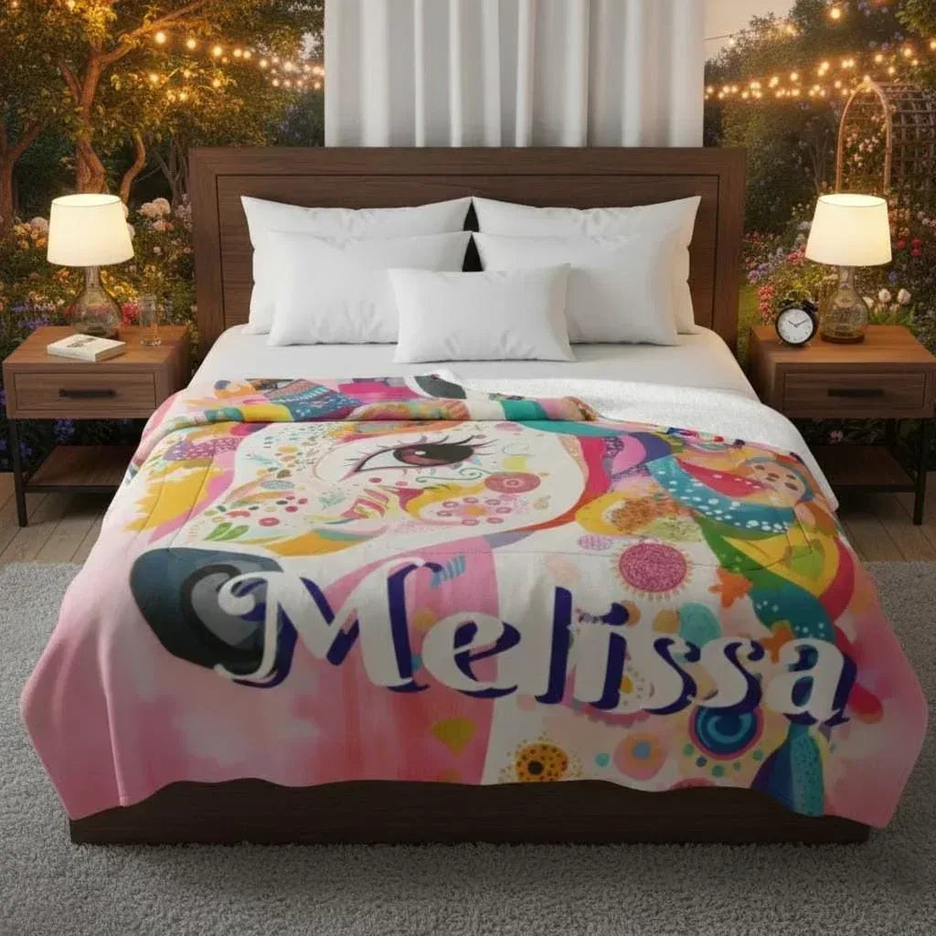 Personalized Unicorn Blanket with Name - Dreamy Soft Fleece Throw for Kids and Adults