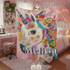 Personalized Unicorn Blanket with Name - Dreamy Soft Fleece Throw for Kids and Adults