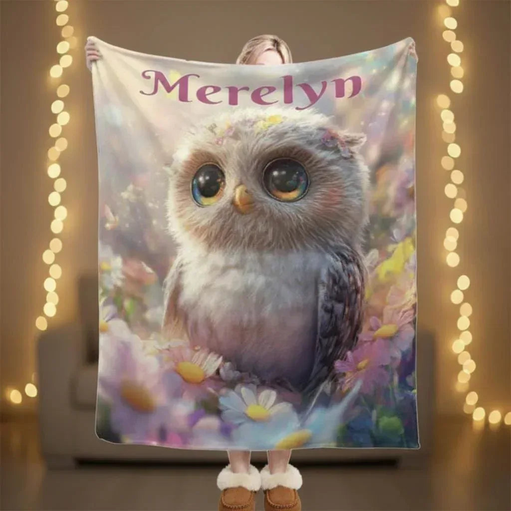 Personalized Baby Owl Fleece Bird Blanket: Magical Nature Gift