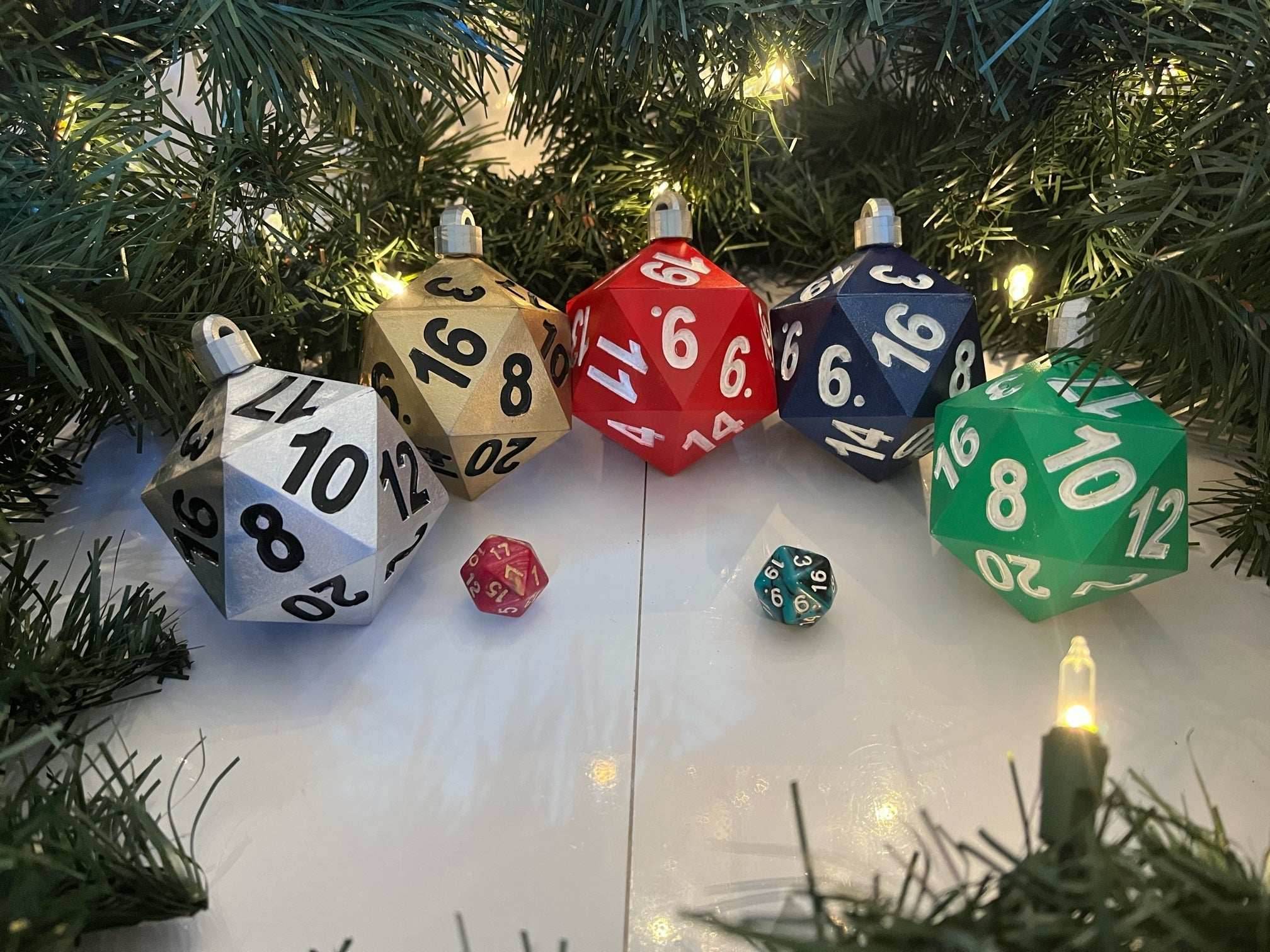PREORDER Christmas Ornament - D20 Oversized Dice | Availably in Several Colors - Gold