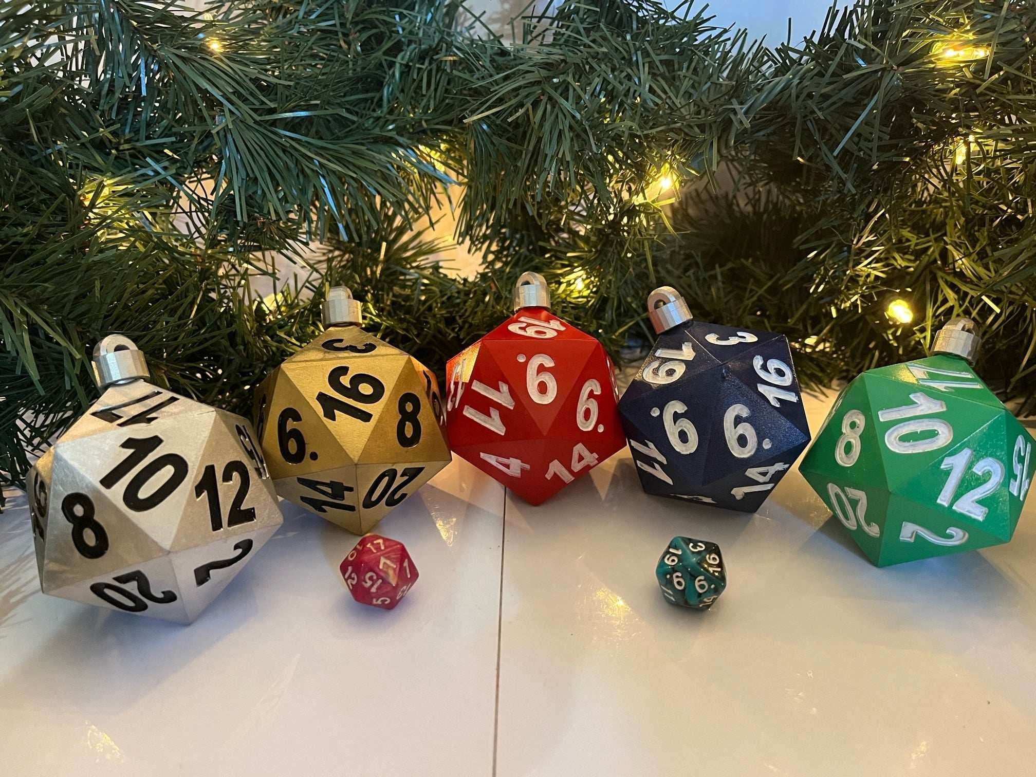 PREORDER Christmas Ornament - D20 Oversized Dice | Availably in Several Colors - Gold