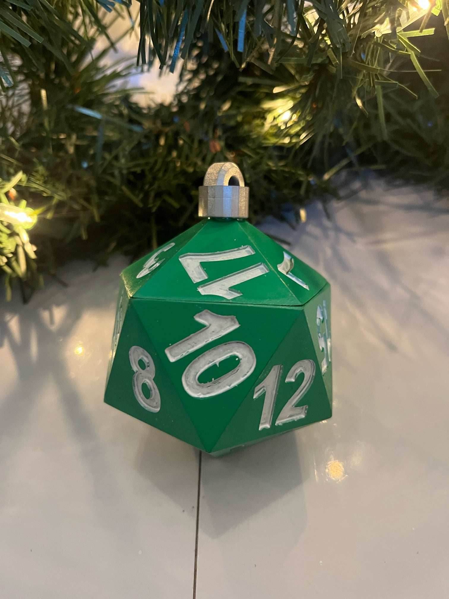 PREORDER Christmas Ornament - D20 Oversized Dice | Availably in Several Colors - Green