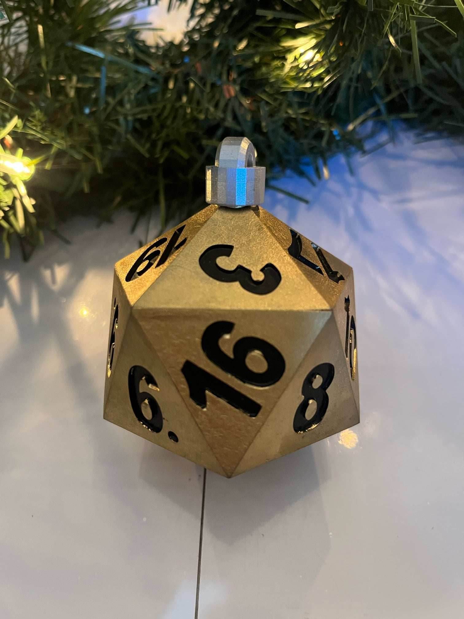 PREORDER Christmas Ornament - D20 Oversized Dice | Availably in Several Colors - Gold
