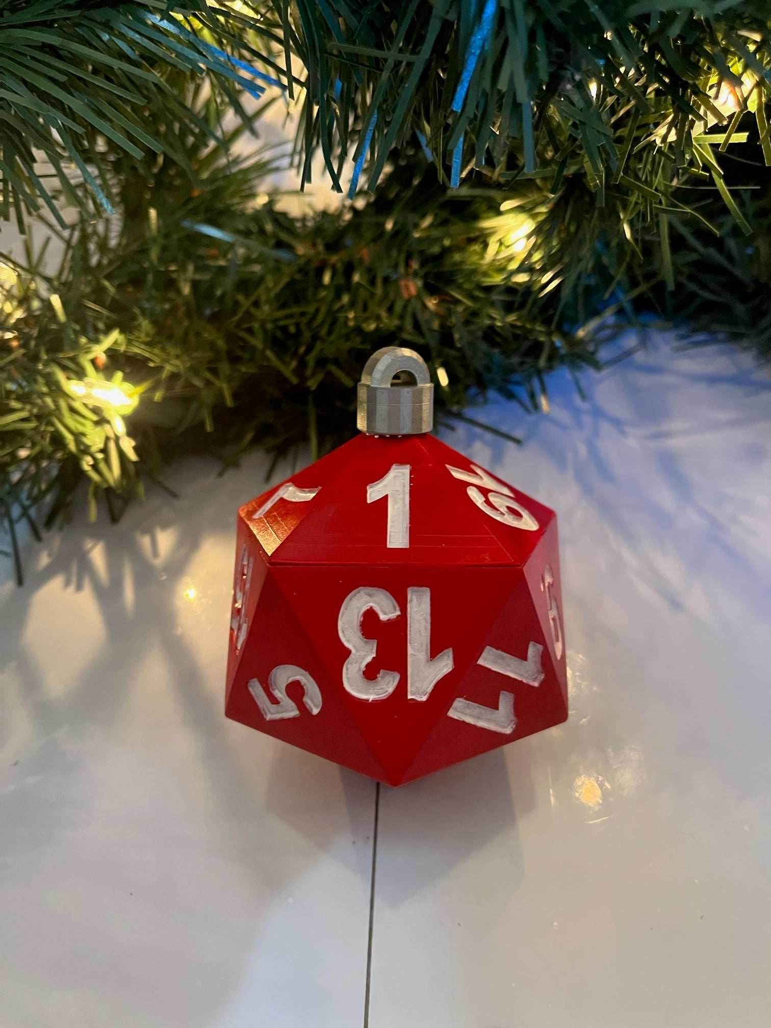 PREORDER Christmas Ornament - D20 Oversized Dice | Availably in Several Colors - Red