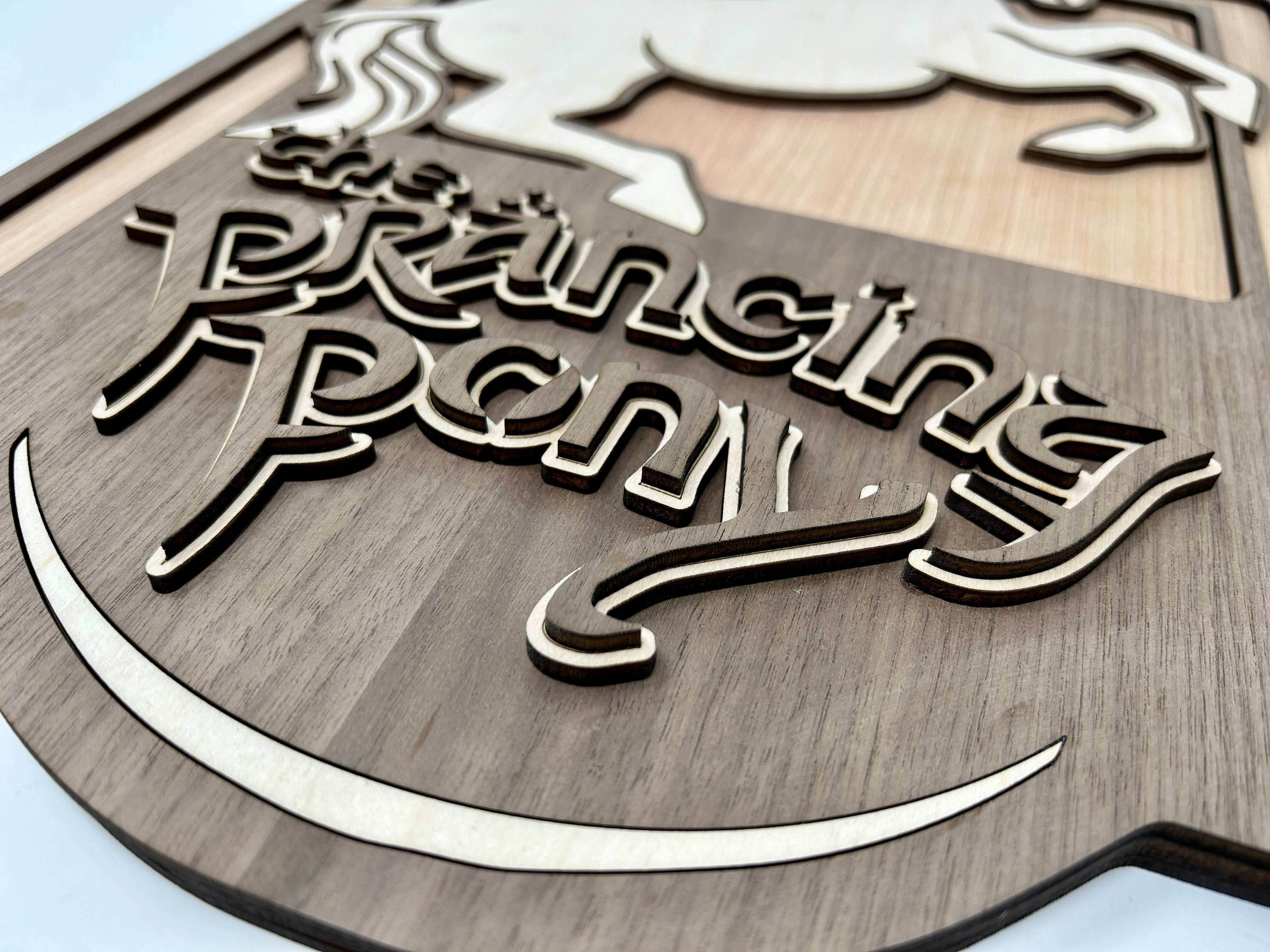 The Prancing Pony Sign - Single Sided Maple Horse
