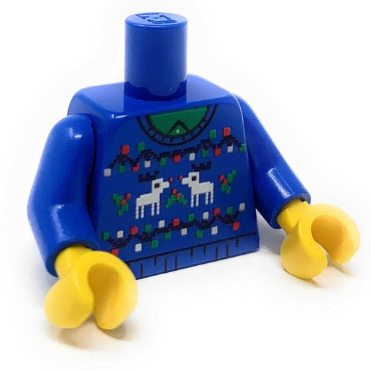 Custom Ugly Blue Christmas Reindeer Sweater Printed Torso made using LEGO parts - 