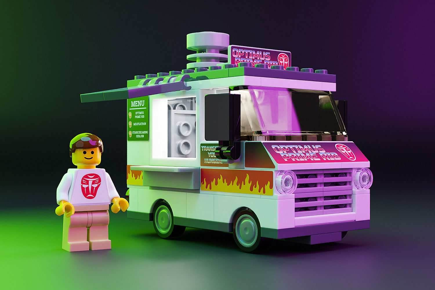 Optimus Prime Ribs - B3 Customs® Food Truck w/ Minifigure - 
