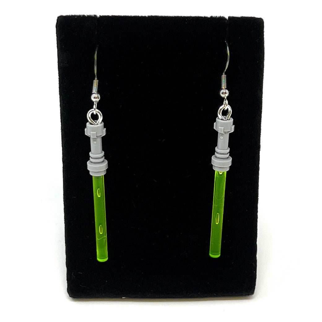Lightsaber (Star Wars) Earrings made from LEGO Bricks - B3 Customs - Green