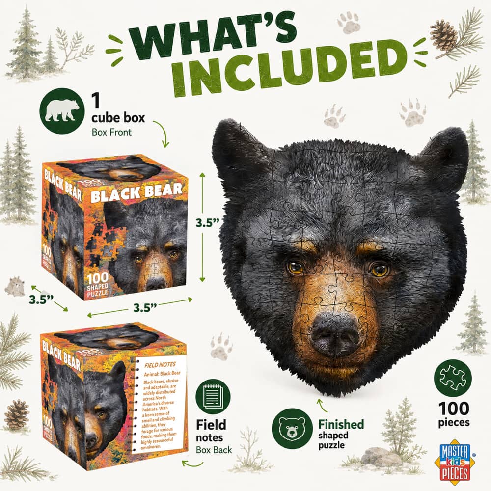 Black Bear 100 Piece Shaped Jigsaw Puzzle