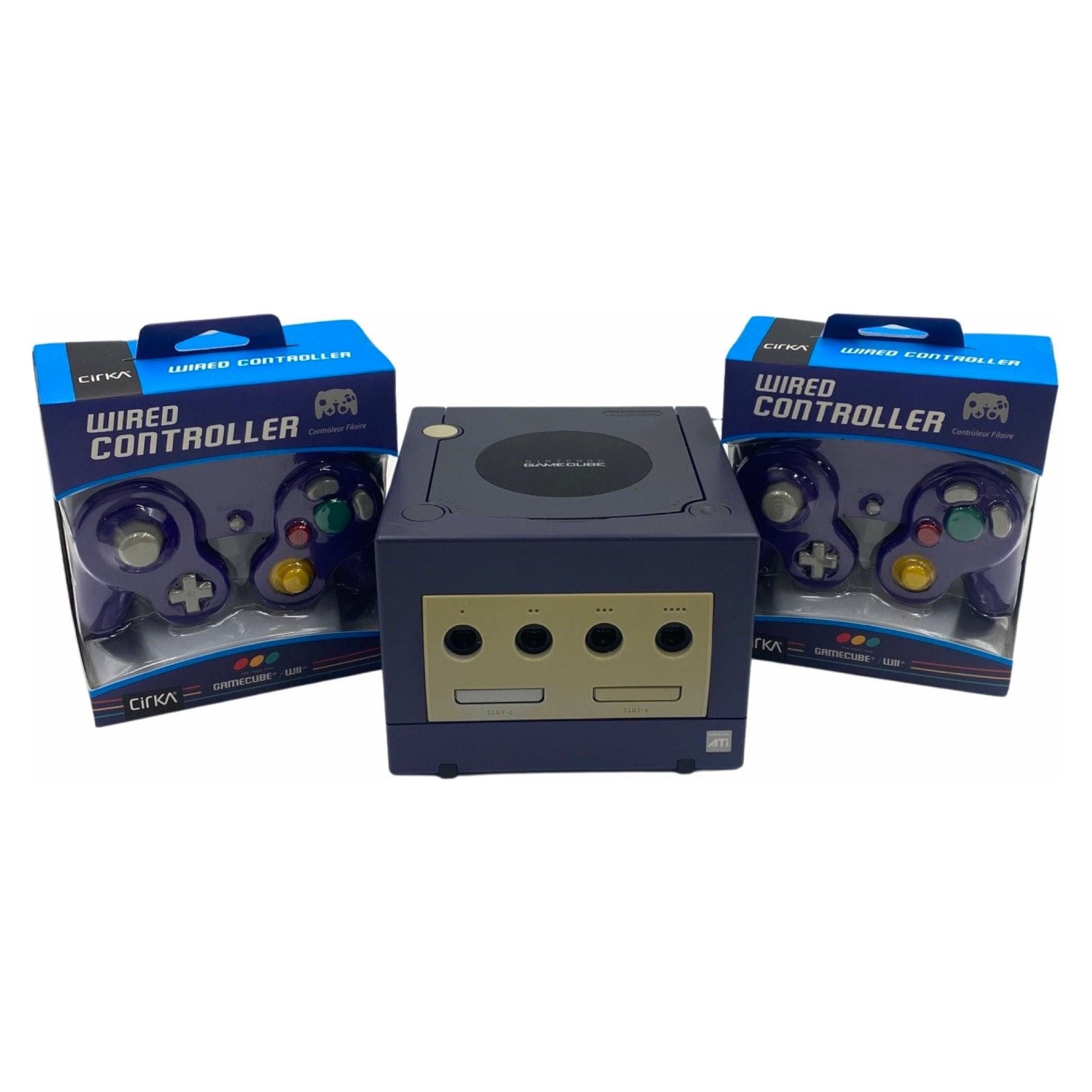 Indigo GameCube System (with 2 New Aftermarket Controllers)