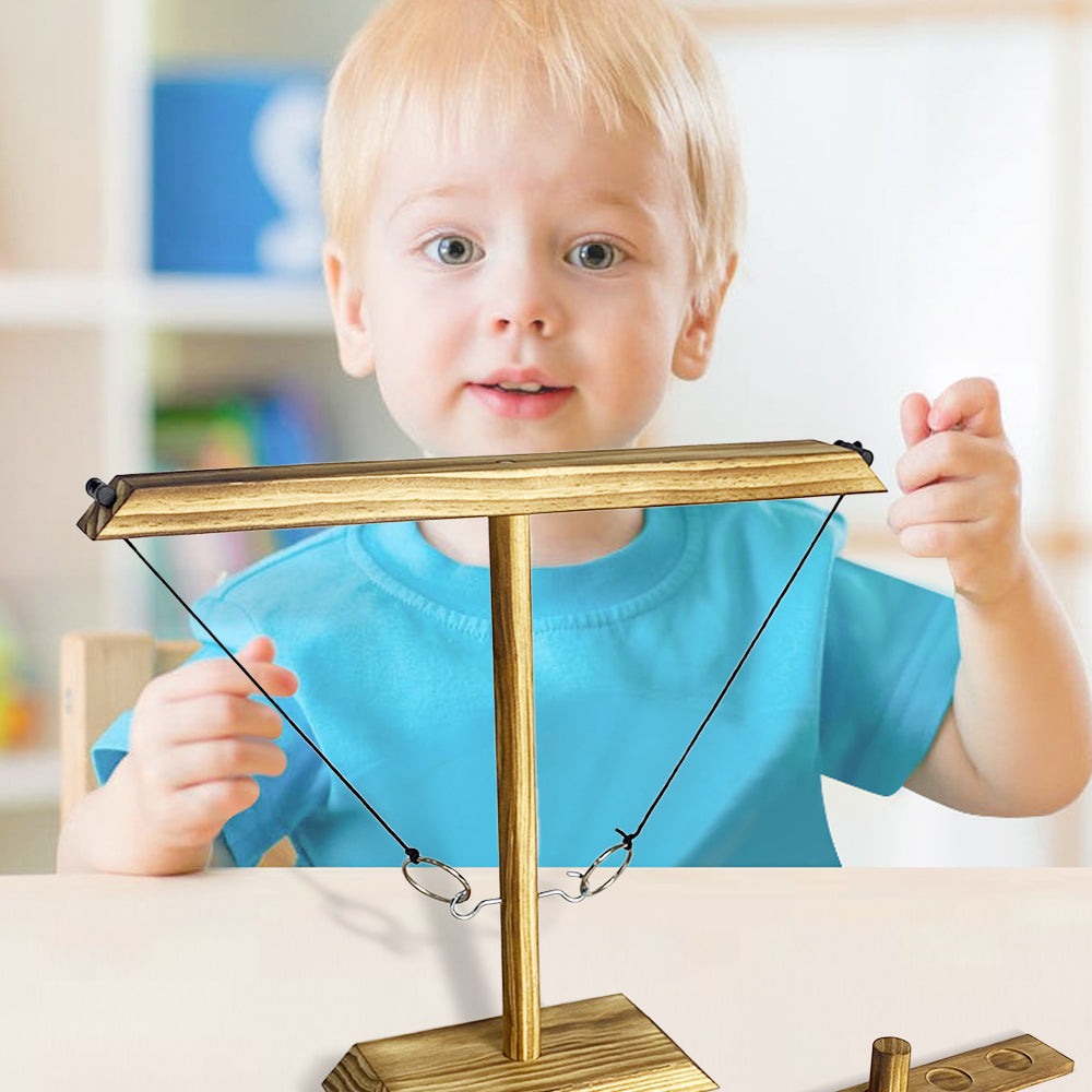 Interactive Kids and Adult Wooden Ring Toss Game for Gatherings and Parties