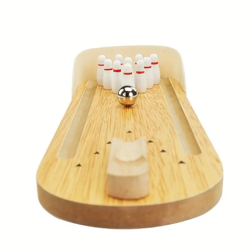 Interactive Toy Mini Bowling Set Tabletop Game - Wooden