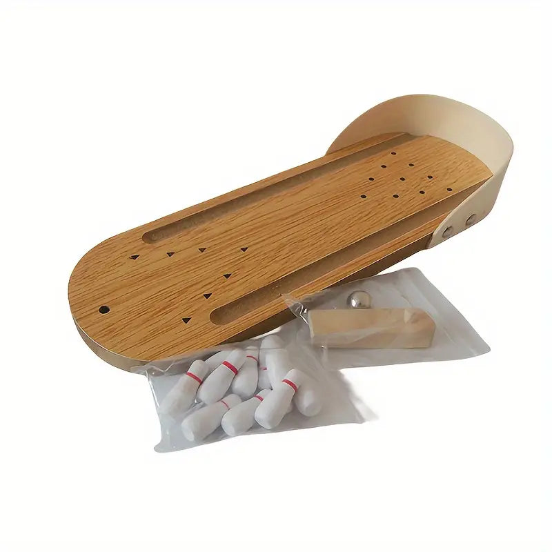 Interactive Toy Mini Bowling Set Tabletop Game - Wooden