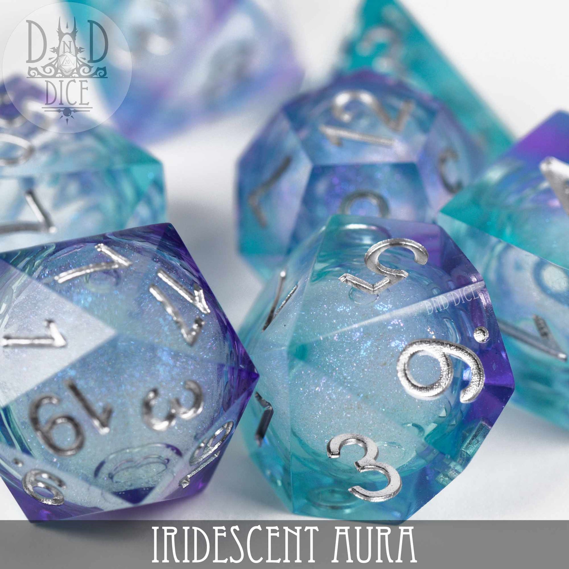 Iridescent Aura Liquid Core Dice Set