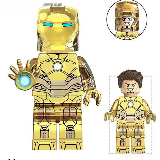 Iron Man Avengers Tony Stark Gold suit Lego Minifigures Custom Toys 3