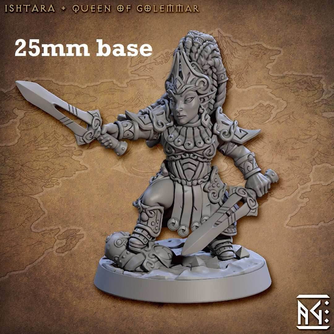 Ishtara, Queen of Golemmar (Female Gnome Fighter Noble) - 