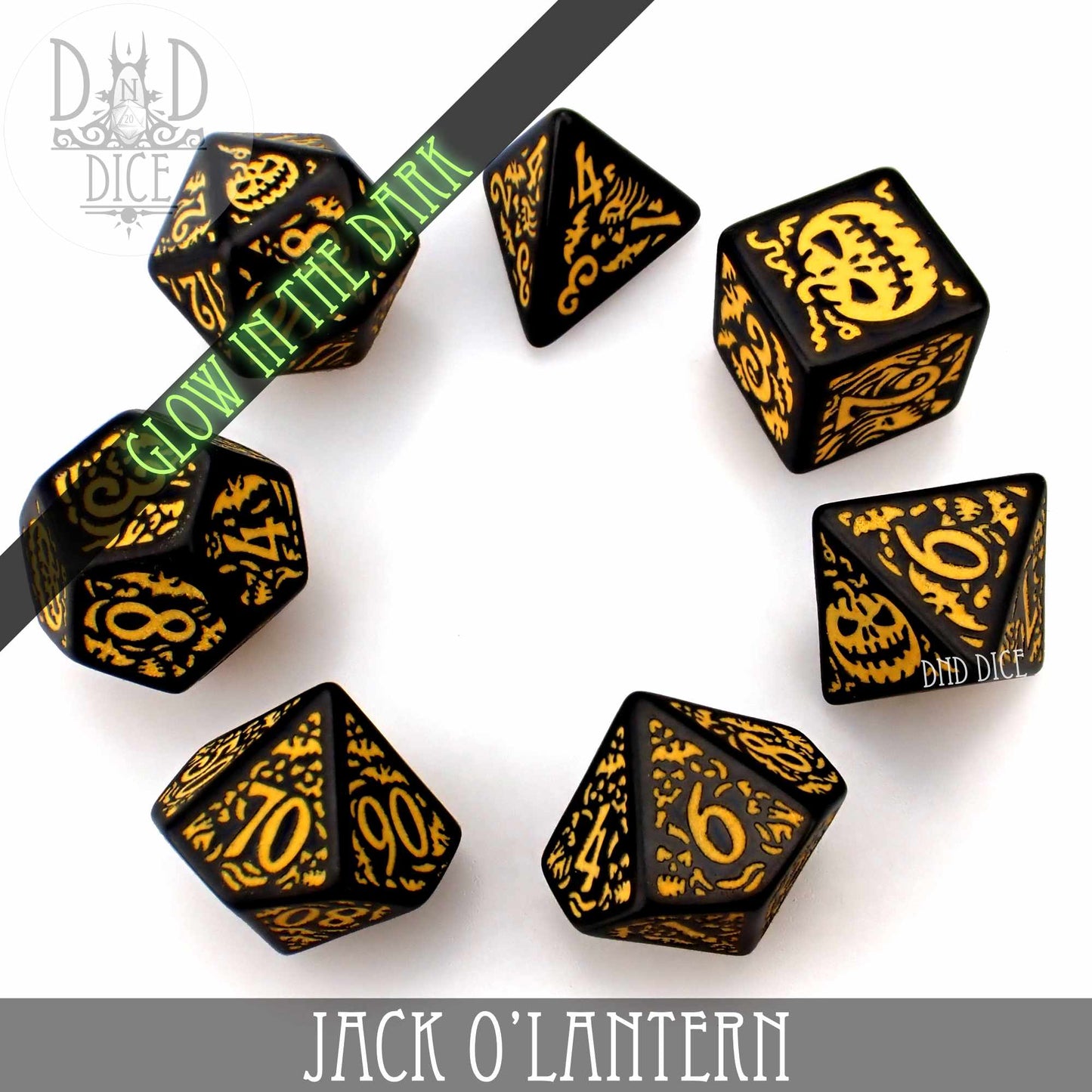 Jack O’Lantern Glow in the Dark Dice Set