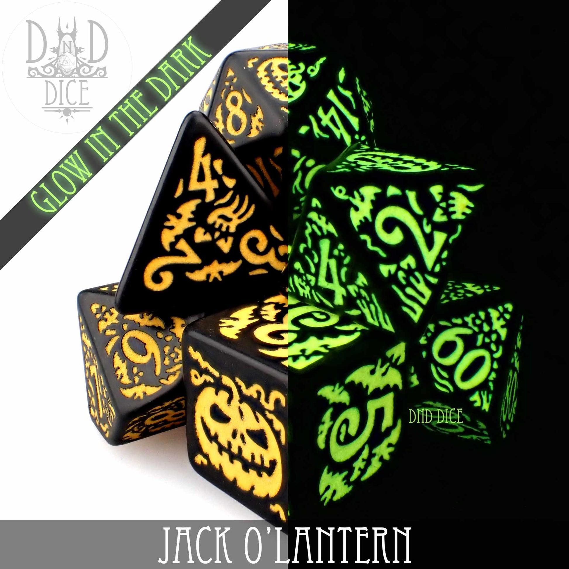 Jack O’Lantern Glow in the Dark Dice Set