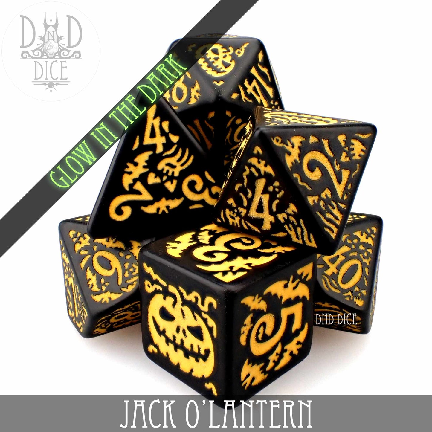 Jack O’Lantern Glow in the Dark Dice Set