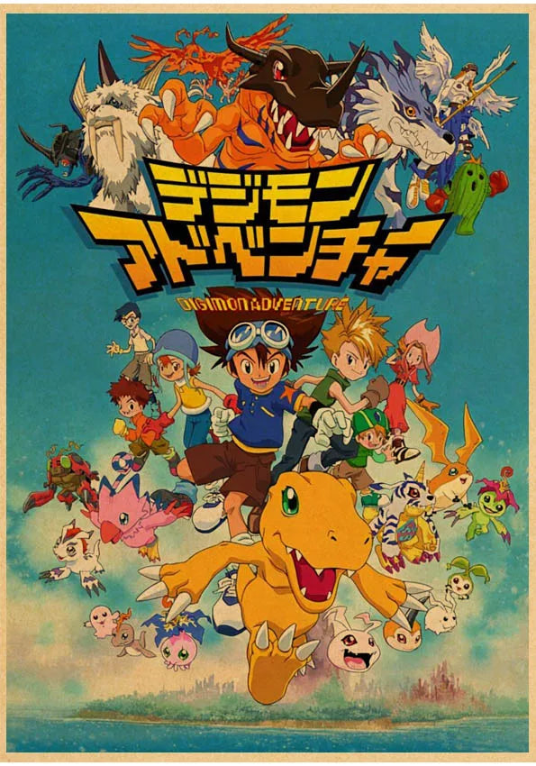 Japanese Anime Digimon Poster Wall Art Painting Print Kraft Paper Poster Home Cartoon Decoration Decorative Posters