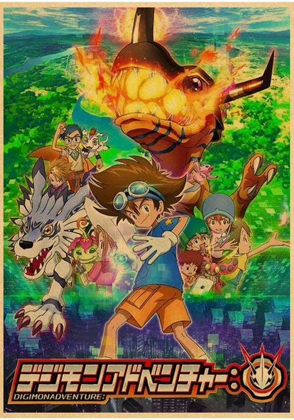 Japanese Anime Digimon Poster Wall Art Painting Print Kraft Paper Poster Home Cartoon Decoration Decorative Posters