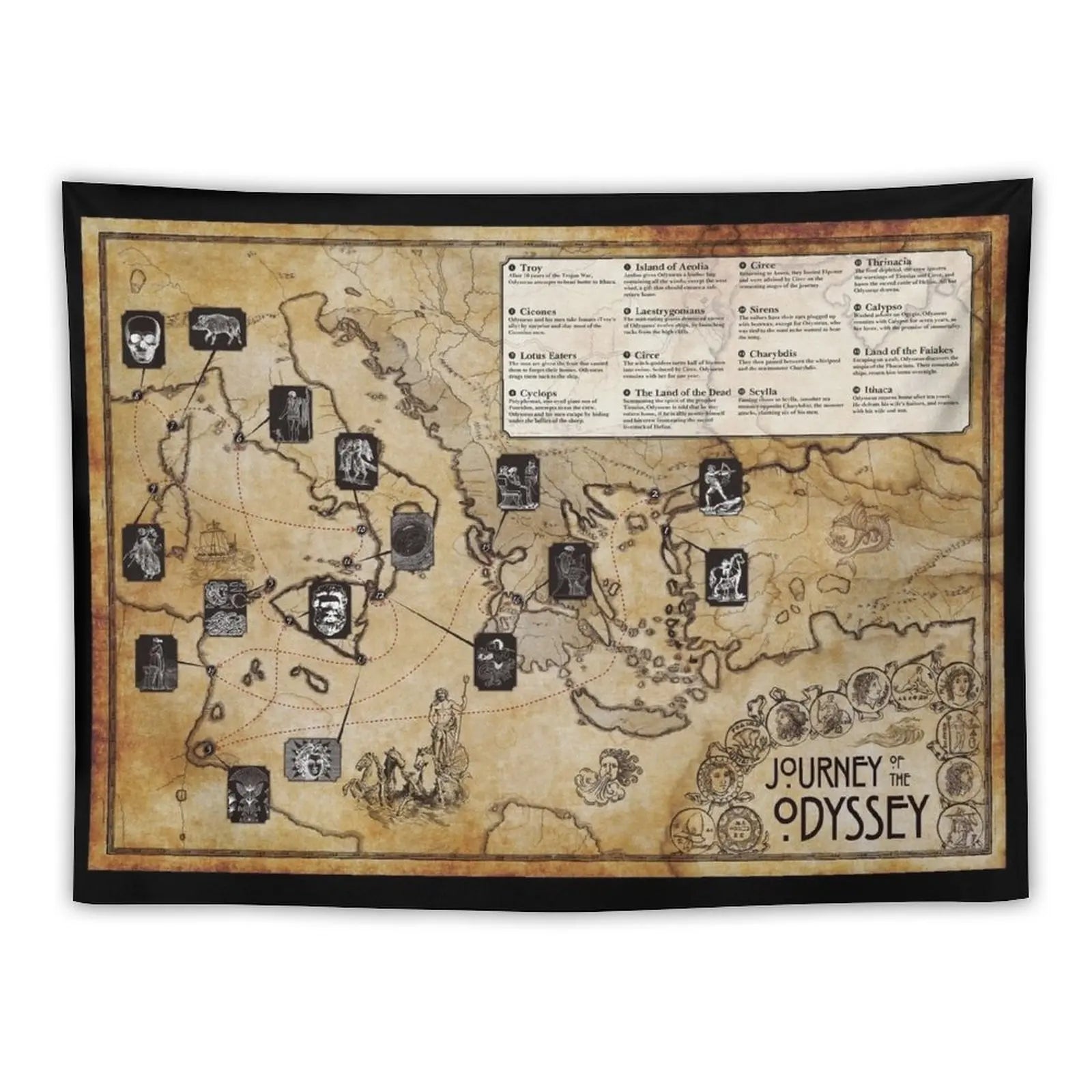 Journey of the Odyssey - Map Tapestry Decorations For Room Bedroom Decoration