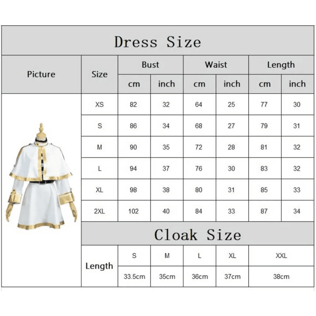 Frieren: Beyond Journey’s End Cosplay Costume – Dress with Wig & Accessories - Wig only / XS