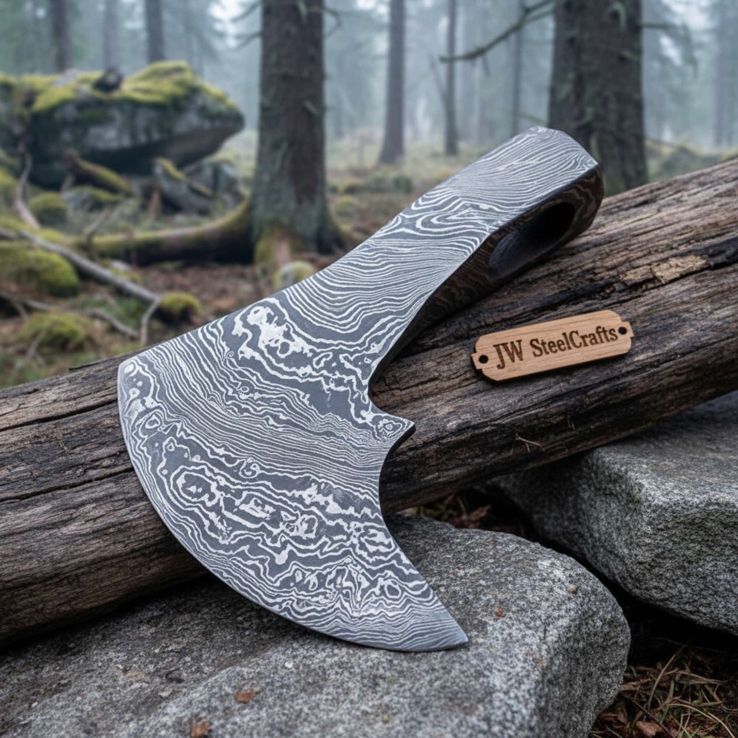 Historic Norse Skeggøx Bearded Axe Head — Traditional Pattern-Welded Forging