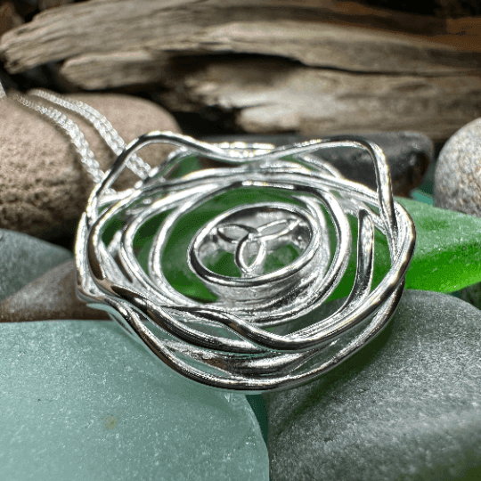 Cradle of Life Trinity Knot Necklace - Gold Accent