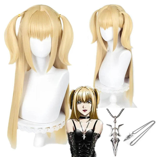 Misa Amane Cosplay Wig – Death Note Blonde Twin Tails with Wig Cap Set - Wig and Necklace / One Size