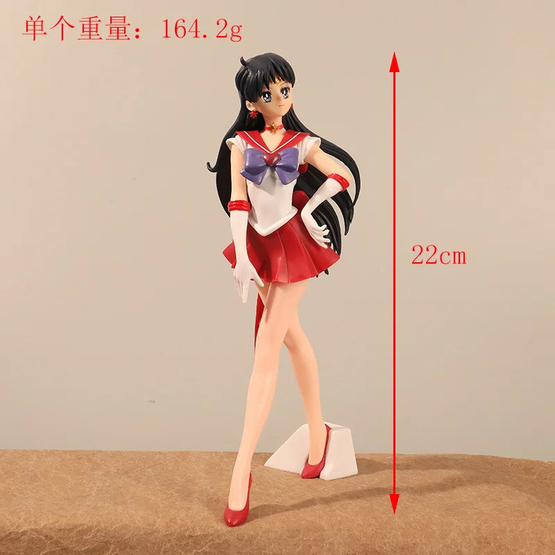 Kawaii Sailor Moon Figure 22CM Sailor Mars Sailor Mercury Cute Cartoon Action Figures Hand Made Dolls Model Ornaments Toys Gifts