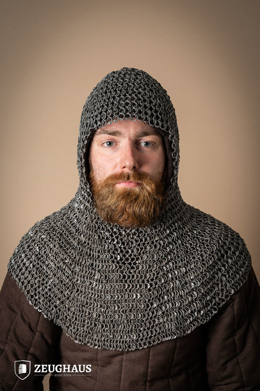 Chainmail Hood Roundring Riveted 10mm Steel Oiled