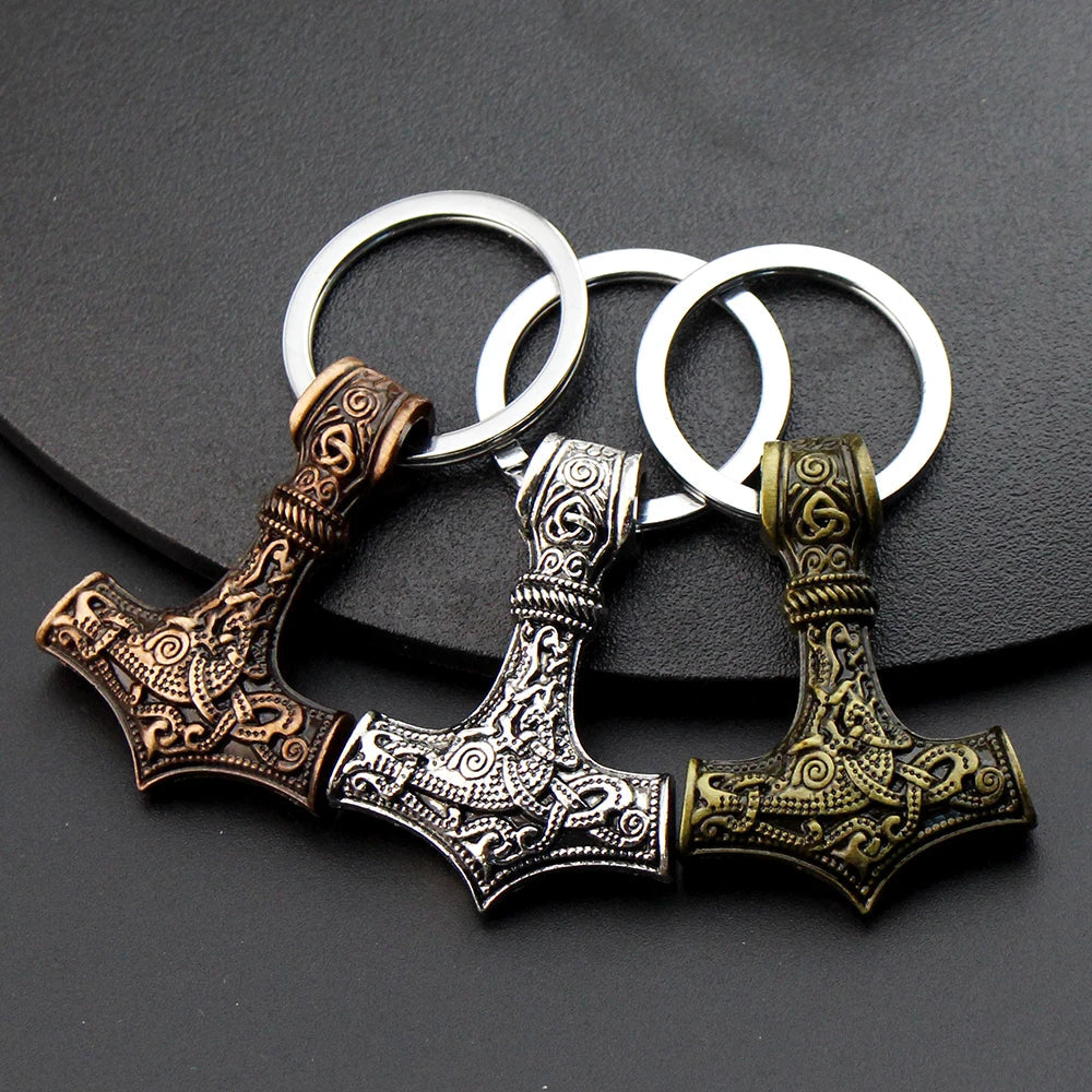 Keychain Charm Thor Hammer Mjolnir Viking Amulet Hammer Scandinavian Keychain Norse Jewelry Viking Key Chains